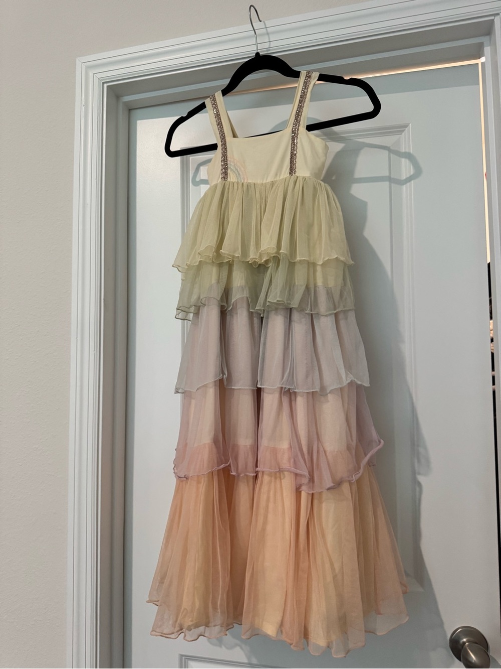 Girls Multi-Tier Pastel Ruffle Dress